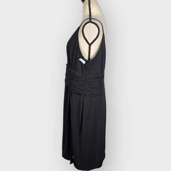 Calvin Klein Dress Women's Size 10 Black Ruched-Waist Surplice-Neck Dress NWT - Picture 4 of 12